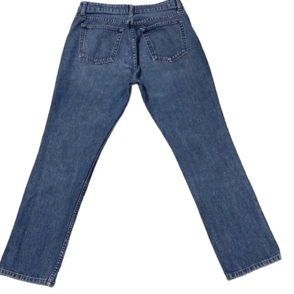 Reformation Petite Button Fly Slim Straight Ankle Baltic Wash Jeans Size 28